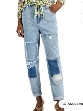 INC Patchwork Light Wash Women's Jeans - Blue